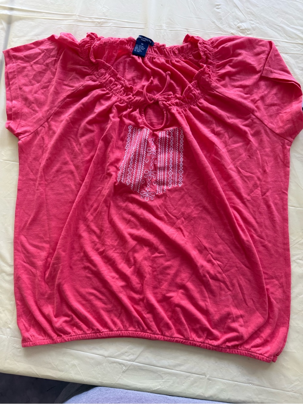 Architect Rose-Shade Embroidered Short Sleeve Top